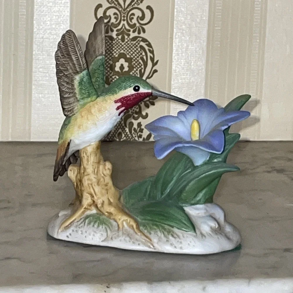 1996 Calliope Hummingbird with Gentian Bronson Collectibles Figurine Nature Core